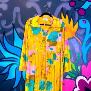 Vintage Printed Zip-Up Dress